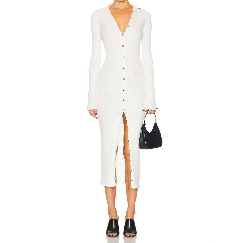 NEW COURREGES light rib cardigan long dress in heritage white